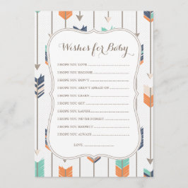 Tarjeta De Consejos Deseos De Flechas Tribales Bebés Duchan Al Naranja