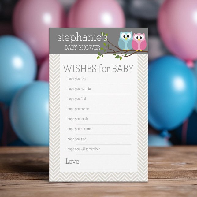 Tarjeta De Consejos Deseos de juegos de Baby Shower (Wishes For Baby)