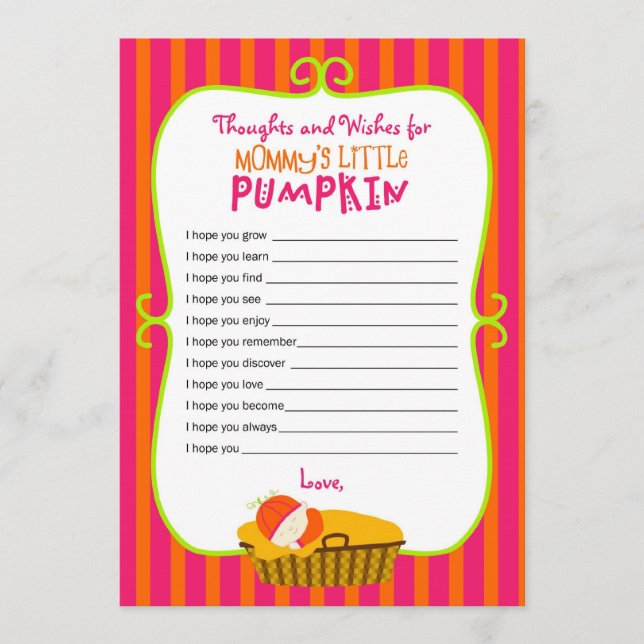 Tarjeta De Consejos Deseos de la calabaza de mamá (Anverso)