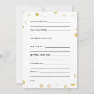 Tarjeta De Consejos Deseos de lluvia de boda con luces doradas y brill