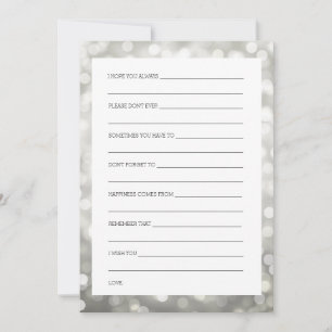 Tarjeta De Consejos Deseos de lluvia de regalos de boda Luces de brill