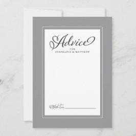 Tarjeta De Consejos Deseos de recién casados de boda elegante borde gr