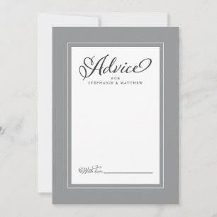 Tarjeta De Consejos Deseos de recién casados de boda elegante borde gr