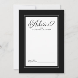 Tarjeta De Consejos Deseos de recién casados para una boda elegante co