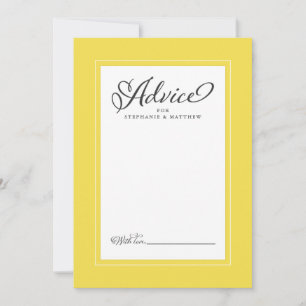 Tarjeta De Consejos Deseos de recién casados para una boda elegante en