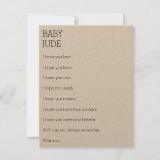 Tarjeta De Consejos Deseos de un bebé