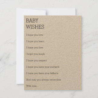 Tarjeta De Consejos Deseos de un bebé