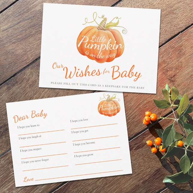 Tarjeta De Consejos Deseos de una pequeña ducha de calabaza para bebés (Subido por el creador)