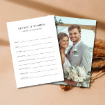Tarjeta De Consejos Deseos del Boda de fotos del símbolo del personali<br><div class="desc">Captura momentos sentidos con estas tarjetas de consejo de boda de fotos, perfectas para ofrecer deseos y consejos a la novia y al novio. Ideal para las duchas de novias, los bodas, e incluso para la graduación o las duchas para bebés, estas tarjetas ofrecen a los clientes una forma cuidadosa...</div>