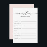 Tarjeta De Consejos Deseos minimalistas de escritura para la novia y e<br><div class="desc">Deseos minimalistas por el guión de la doncella para la tarjeta de novia y de Groom. Tarjeta de buenos deseos de boda moderna y elegante con escritura caprichosa, tipografía clásica y color rosa negro. Esta tarjeta de boda es perfecta para cualquier tema boda. Personalizar la parte posterior agregando una foto...</div>
