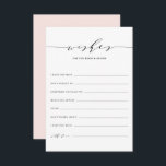 Tarjeta De Consejos Deseos minimalistas de escritura para la novia y e<br><div class="desc">Deseos minimalistas por el guión de la doncella para la tarjeta de novia y de Groom. Tarjeta de buenos deseos de boda moderna y elegante con escritura caprichosa, tipografía clásica y color rosa negro. Esta tarjeta de boda es perfecta para cualquier tema boda. Personalizar la parte posterior agregando una foto...</div>