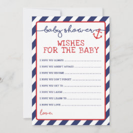 Tarjeta De Consejos Deseos náuticos para la Marina Roja de Baby Shower