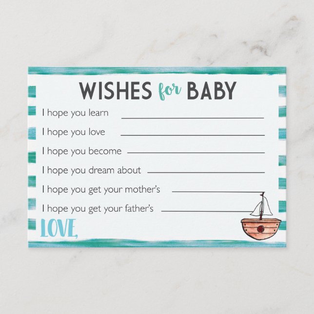 Tarjeta De Consejos Deseos para el bebé (Anverso)