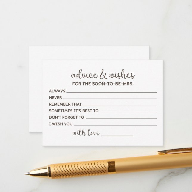 Tarjeta De Consejos Deseos para la futura novia (Anverso/Reverso In Situ)