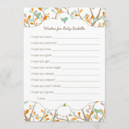 Tarjeta De Consejos Deseos personalizados de ducha de bebé de calabaza