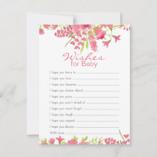Tarjeta De Consejos Deseos Rosa Florales Para El Bebé