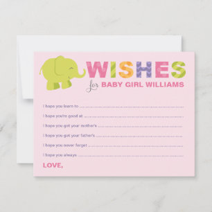 Tarjeta De Consejos Deseos rosas modernos para la ducha de elefantes n