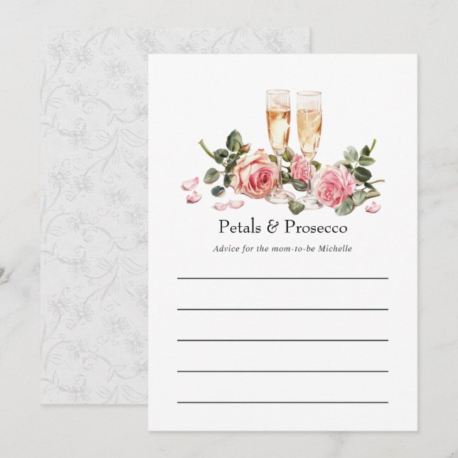Tarjeta De Consejos Despedida de soltera con champán Petals & Prosecco (Anverso / Reverso)