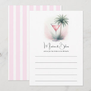 Tarjeta De Consejos Despedida de soltera con martinis rosados y bikini
