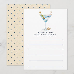 Tarjeta De Consejos Despedida de Soltera Martini Azul Costero de Lujo