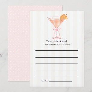 Tarjeta De Consejos Despedida de Soltera Martini Tomado No Revuelto