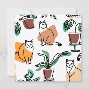 Tarjeta De Consejos Dibujo en línea de gatos y flores