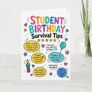 Tarjeta de consejos divertidos para sobrevivir al 