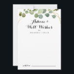 Tarjeta De Consejos Dorado Tropical Green Leaves Bodas Bien Deseados<br><div class="desc">Este boda de hojas verdes tropicales doradas desea una tarjeta de consejo perfecta para un boda sencillo. El diseño está decorado con hermosas hojas verdes pintadas a mano, adornando un marco geométrico dorado. Estas tarjetas son perfectas para un boda, una ducha de novia, una ducha de bebé, una fiesta de...</div>