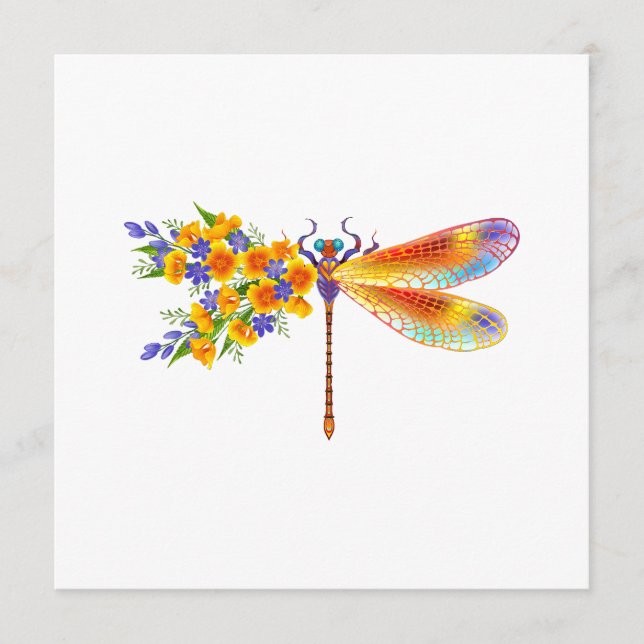 Tarjeta De Consejos Dragón de flores amarillas (Anverso)