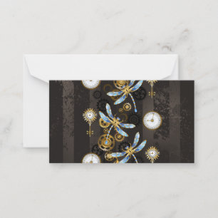 Tarjeta De Consejos Dragoniscos de Steampunk sobre fondo rayado marrón
