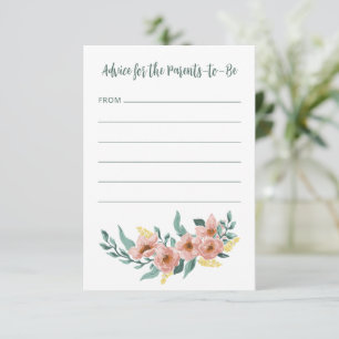 Tarjeta De Consejos Ducha de Bebé Floral Personalizada Verde Menta Sal