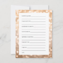 Tarjeta De Consejos Ducha de boda desea luces de Purpurina de cobre