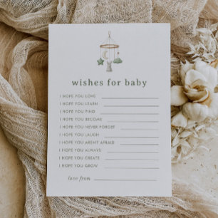 Tarjeta De Consejos Ducha de Matcha para Bebé Deseos Verde Salvia para