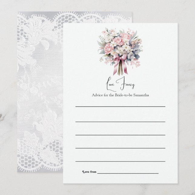 Tarjeta De Consejos Ducha de Novia Amor y Encaje (Anverso / Reverso)