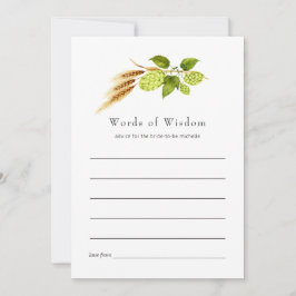 Tarjeta De Consejos Ducha de Novia Cerveza Willow Greenery Gold