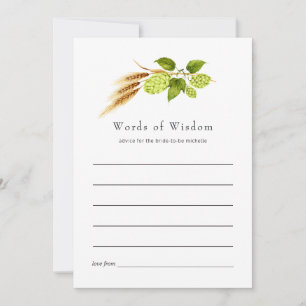 Tarjeta De Consejos Ducha de Novia Cerveza Willow Greenery Gold