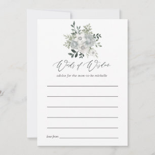 Tarjeta De Consejos Ducha de Novia con Acuarela de Salvia Plateada