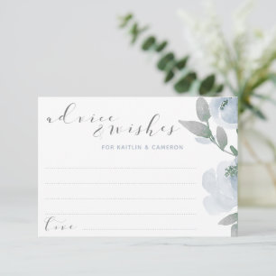 Tarjeta De Consejos Ducha de Novia de Boda Azul Polvoriento Gris Acuar