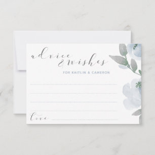 Tarjeta De Consejos Ducha de Novia de Boda Azul Polvoriento Gris Acuar