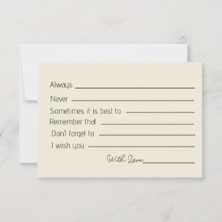 Tarjeta De Consejos Ducha de novia elegante verde y beige de palmeras