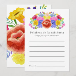 Tarjeta De Consejos Ducha de Novia Fiesta Floral Española