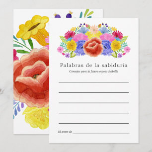 Tarjeta De Consejos Ducha de Novia Fiesta Floral Española