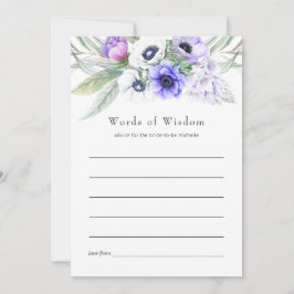 Tarjeta De Consejos Ducha de Novia Floral Violeta Pastel