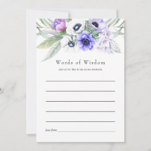 Tarjeta De Consejos Ducha de Novia Floral Violeta Pastel