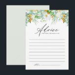 Tarjeta De Consejos Ducha de Novia Tropical de Orquídeas Blancas y Kum<br><div class="desc">Pida a los invitados que dejen sus consejos y buenos deseos para la futura novia con esta tarjeta de consejos para ducha de novia floral. Cuenta con una guirnalda floral de acuarela de orquídeas blancas, follaje y kumquats. Esta tarjeta de consejos tropicales para la novia es perfecta para duchas de...</div>