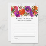 Tarjeta De Consejos Ducha morada y Naranja floral<br><div class="desc">Rosas de color morado y naranja y peonías de ducha de novia para las futuras tarjetas de novias.</div>