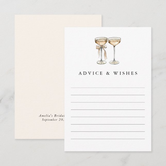 Tarjeta De Consejos Ducha nupcial Brunch & Bubbly Champagne (Anverso / Reverso)