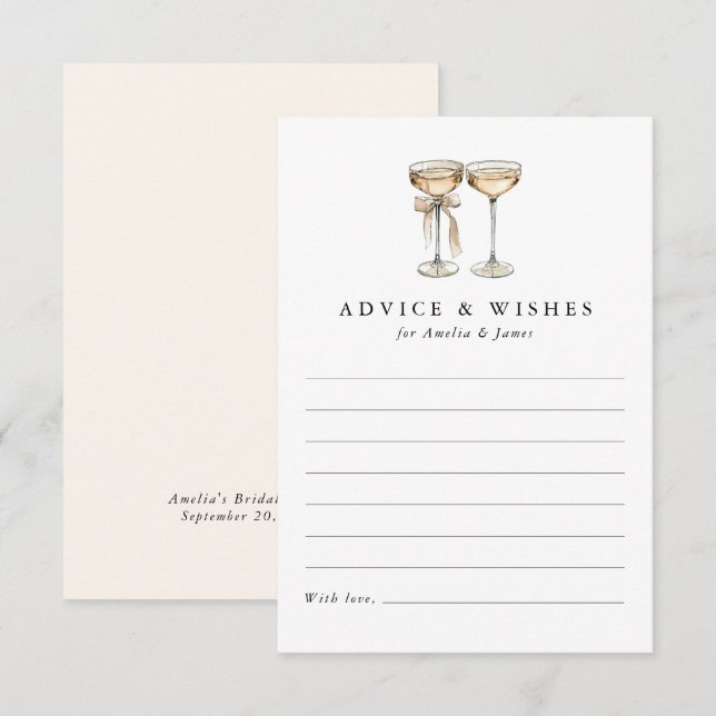 Tarjeta De Consejos Ducha nupcial Brunch & Bubbly Champagne (Anverso / Reverso)