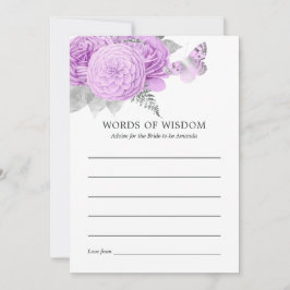 Tarjeta De Consejos Ducha nupcial de color morado y plateado