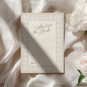 Tarjeta De Consejos Ducha Nupcial de Encaje Suave Neutro